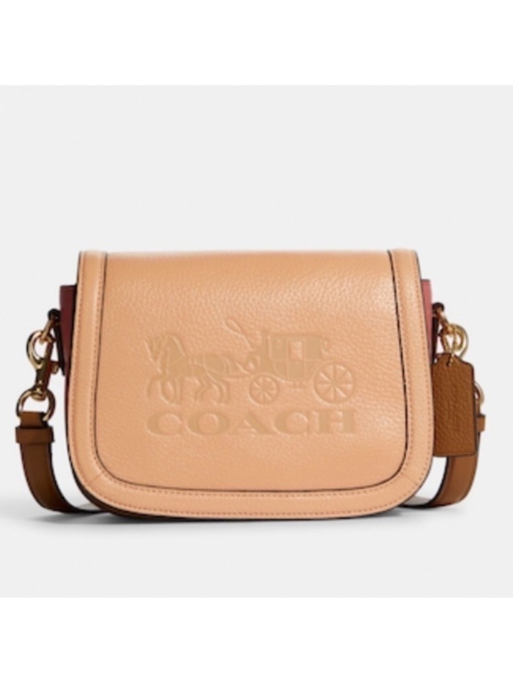 Coach Colorblock Pebble Leather Horse & Carriage Saddle Handbag Crossbody